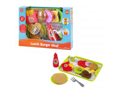 Bild zu Burger Set Lebensmittel für die Spielküche mit Pommes Getränk uvm