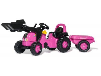Bild zu Rolly Toys RollyKid Kinder-Traktor Trettraktor pink mit Anhänger Frontlader ab 2,5