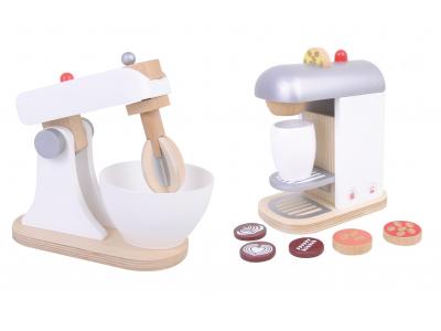 Bild zu Kaffeemaschine und Küchenmaschine Mixer aus Holz Set Spielküche