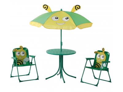 Bild zu Kinder Garten Sitzgruppe Biene mit Sonnenschirm 2 Klappstühle Tisch