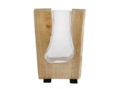 Bild zu Vase Design Deko Glasvase Organic Holz mit Glas 27 cm Höhe