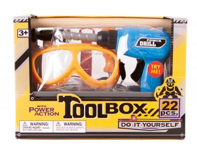 Bild zu Spielwerkzeug Set mit Werkzeugkoffer Akkuschrauber und Schutzbrille uvm