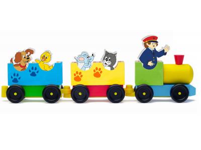 Bild zu Woodyland Zug lustige Eisenbahn aus Holz mit Tieren