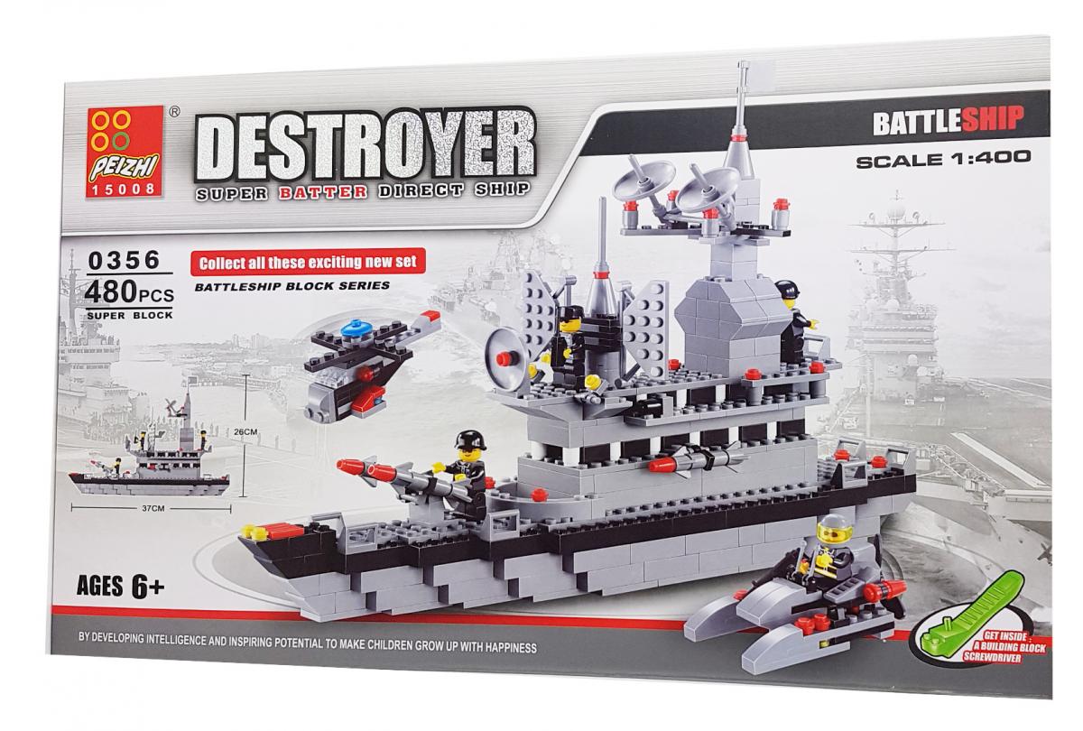 Preissturz » Bausteine Kriegsschiff Battleship mit Hubschrauber und  Motorboot 480 tlg