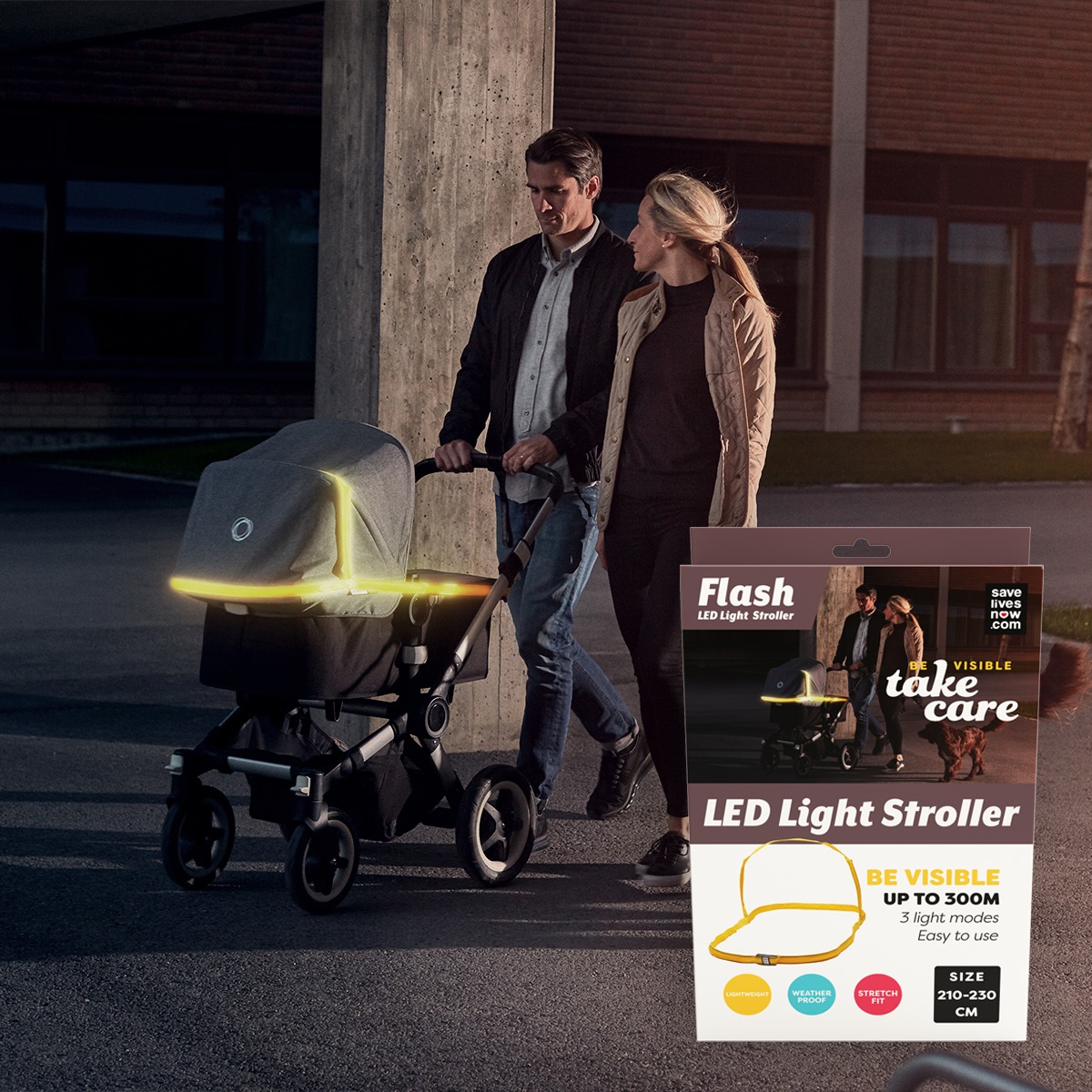 Preissturz » Kinderwagen Sicherheit LED Licht Reflektor Umrandung  Sichtbarkeit im Dunkeln