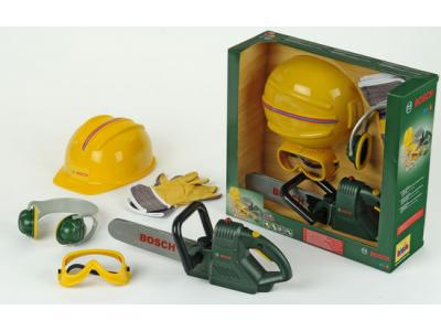 Bild zu Bosch Set Kettensäge mit Helm und Handschuhe Brille Gehörschutz