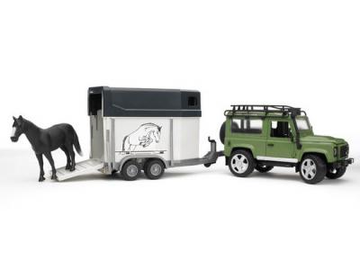 Bild zu Bruder Land Rover Geländewagen mit Pferdeanhänger und Pferd