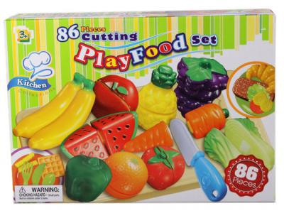 Bild zu 86 tlg Lebensmittel Set für Spielküche schneidbar Obst Gemüse Snacks