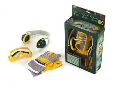 Bild zu Bosch Spielwerkzeug Zubehör Gehörschutz Handschuhe Schutzbrille
