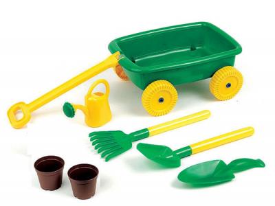 Bild zu 7 tlg Kinder Gartenset Sandspielzeug mit Schubkarre Gießkanne uvm