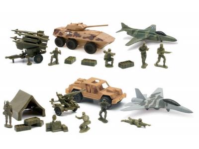 Bild zu großes 24 tlg Militär Spielzeug Set mit Panzer Abfangjäger Soldatenfiguren uvm
