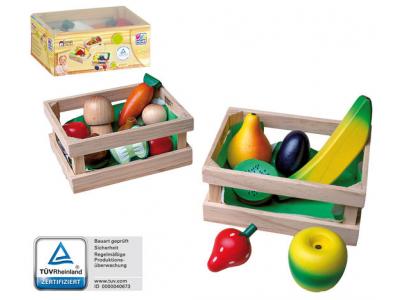 Bild zu 2 Stück Holzkiste mit Obst und Gemüse aus Holz für Kaufladen