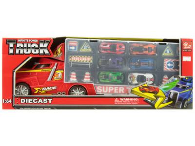 Bild zu Riesen LKW Truck Xrace 49 cm mit Tragegriff und 6 PKW Spielzeugautos Die Cast uvm