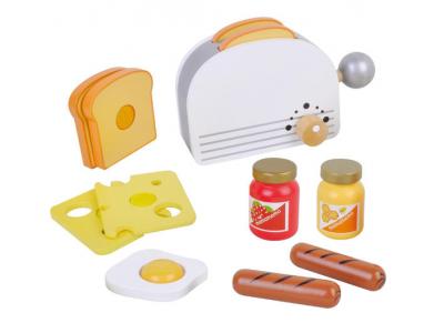 Bild zu Toaster Set für Spielküche aus Holz mit Frühstück Toast und Lebensmittel