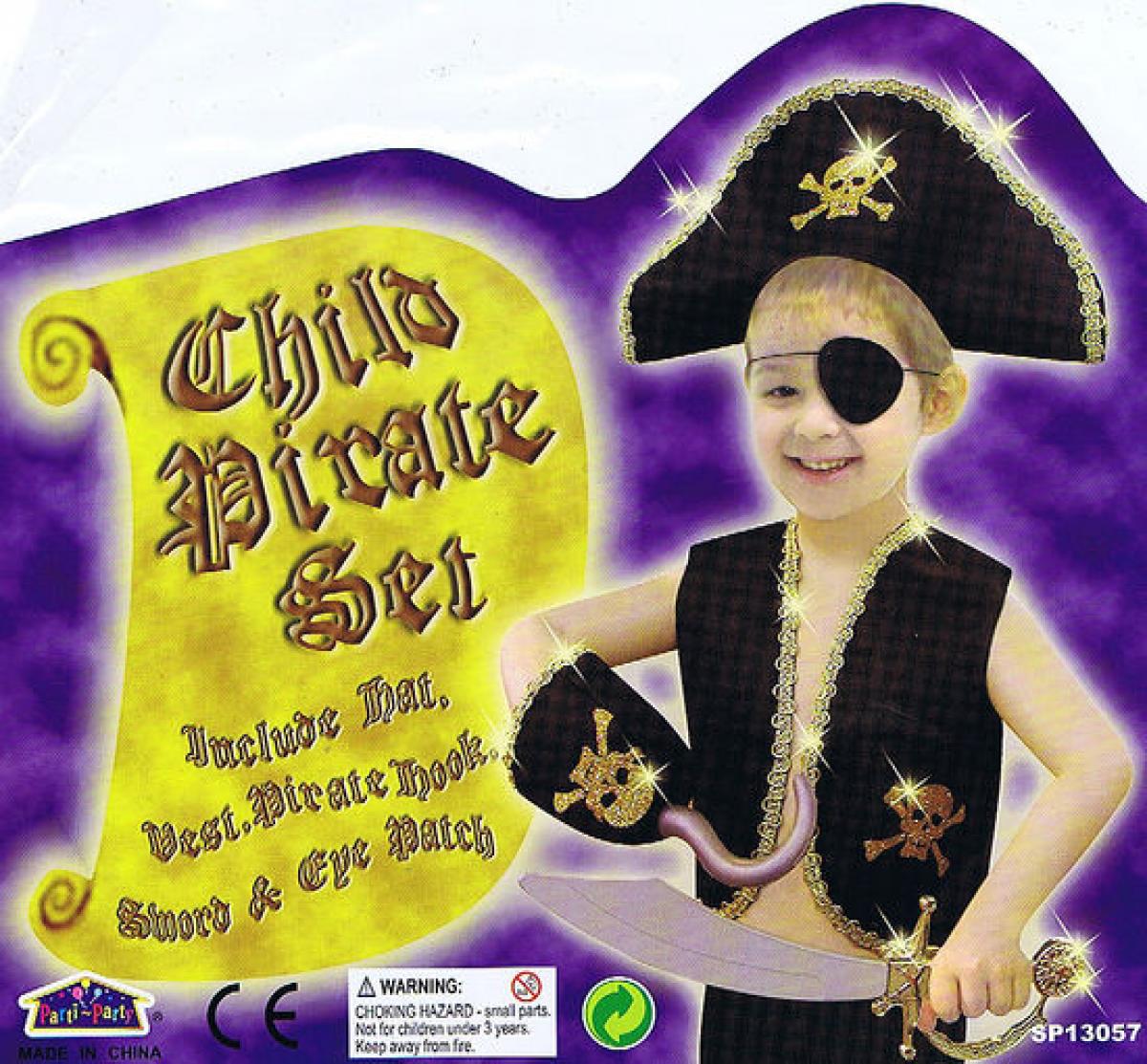Kinder Verkleidung Kostüm Karnevalskostüm Pirat mit Schwert Augenklappe Hut