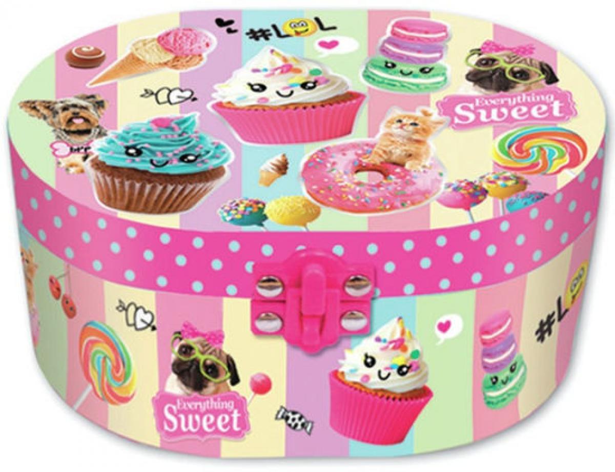 Schmuckkästchen Spieldose für Kinder  drehender Figur Spiegel Musik Cupcakes 